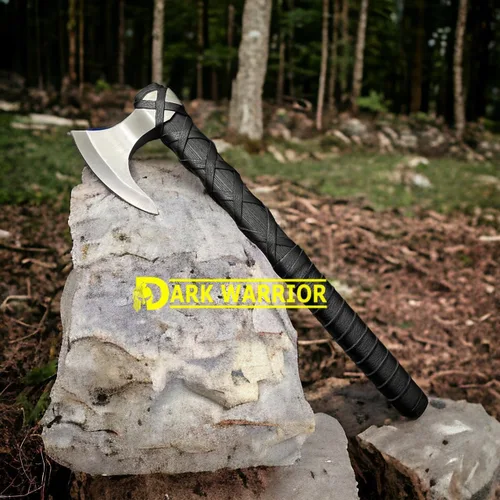 Vista 4 de [GUERRERO OSCURO] Ragnar Lothbrok Hacha vikinga Hacha vikinga de acero al carbono forjado a mano Hacha de camping Hacha Berserker Hacha, hacha