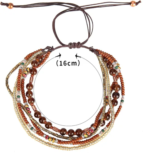 Vista 4 de Pulsera ajustable con cuentas trenzadas y estilo bohemio hecha a mano, brazalete para el pie, regalos para mujeres