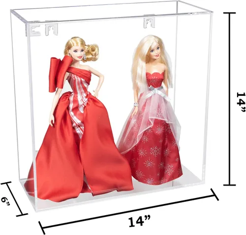 Vista 2 de Better Display Cases Vitrina doble de acrílico transparente para muñecas con parte trasera deslizante transparente con soportes de pared (A124A)