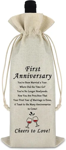 Vista 8 de Gfhzdmf Regalo de boda de 10º aniversario para esposa, marido, bolsa de vino, regalo de matrimonio de 10 años para mujeres y hombres, bolsa