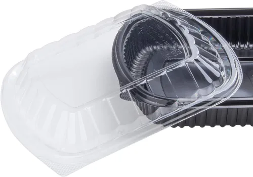 Vista 4 de Karat OPS Tapa para caja de plástico PP de 36 oz para microondas, color negro (caja de 300)