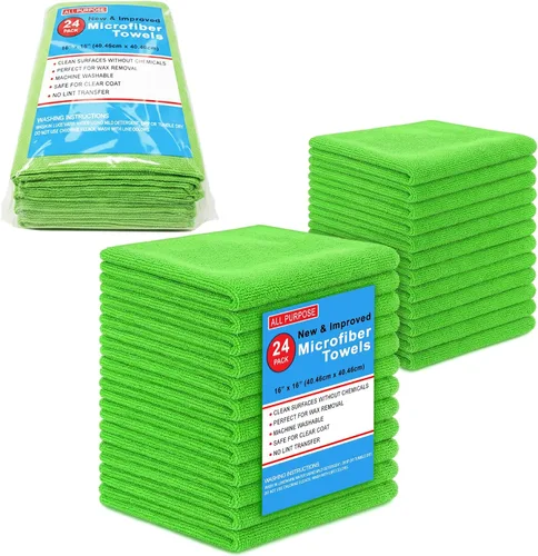 Vista 12 de Blue Horizon Toallas de limpieza de microfibra negras, paquete de 24 paños de felpa ultra suave de doble cara, paños de limpieza de microfibra