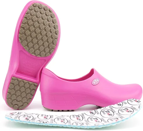 Vista 7 de Sticky Zapatos de lactancia para mujer, impermeables, antideslizantes, tema hospitalario, zuecos médicos para exfoliantes de sala de operaciones