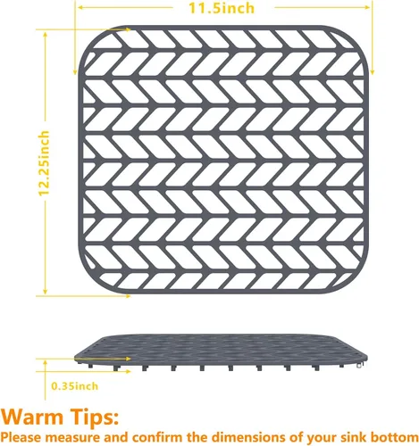 Vista 2 de Protectores de fregadero de cocina de 12 x 11 y 13 x 11 pulgadas, protectores de silicona para fregadero de cocina para la parte inferior del Gris