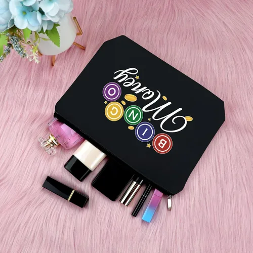 Vista 4 de Sfodiary Bolsa de regalo para amantes de los juegos de bingo - Bolsa de cosméticos para amantes del casino para mujeres Bingo Player, Bolsa de Bolsa
