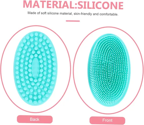 Vista 9 de KOMBIUDA 2 cepillos de baño de silicona suave exfoliante para el cuero cabelludo para niños y niñas y adultos, diseño suave de doble cara para un
