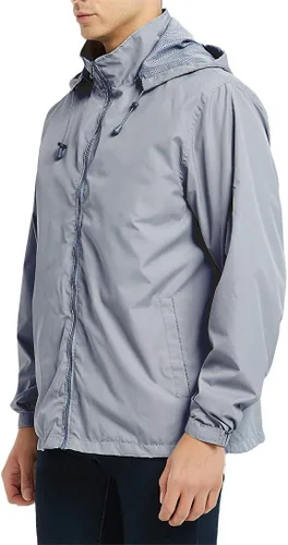 Vista 8 de Chaqueta impermeable cortavientos ligera para hombre con capucha extraíble