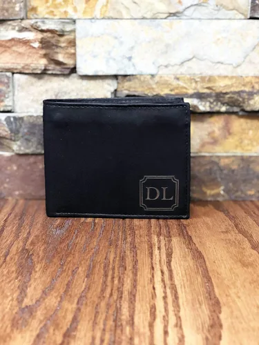 Vista 9 de Cartera personalizada de cuero marrón genuino de dos pliegues marrón