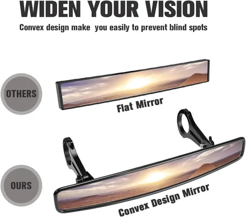 Vista 3 de Amplio retrovisor espejo para carrera con abrazadera de 2" para POLARIS RZR XP 900 Can Am Maverick, 4,4 cm Abrazadera