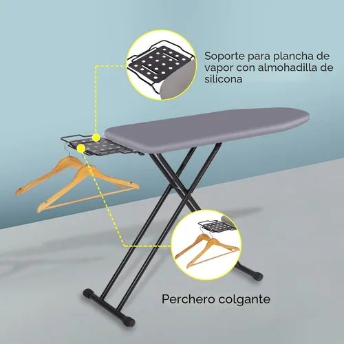 Vista 2 de Jakeefud Tabla de Planchar Deluxe con Cubierta Resistente al Calor y Almohadilla de Fieltro Grueso, Patas Pesadas y Resistente, Tabla de Planchar