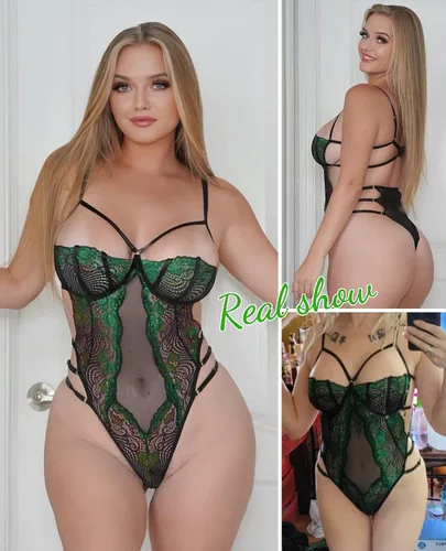 Vista 3 de Avidlove Lencería de peluche para mujer body de encaje con tirantes en V profundo babydoll de una pieza