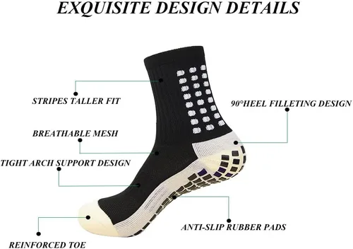 Vista 3 de Calcetines de fútbol con agarre para hombre, calcetines atléticos antideslizantes, calcetines de fútbol americano y baloncesto antideslizantes