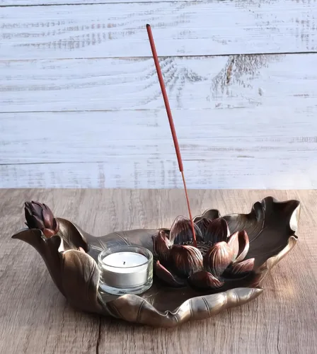 Vista 9 de Ebros Gift Zen Garden Buddha Padma Lotus Incienso Sticks Quemador y Vela Votiva Vela Estatuilla Feng Shui Budismo T-Lite