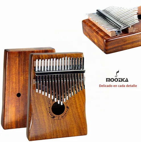 Vista 2 de Moozica Kalimba de 17 teclas Marimba, piano de pulgar profesional de madera de koa sólida Instrumento musical (Koa-K17K)