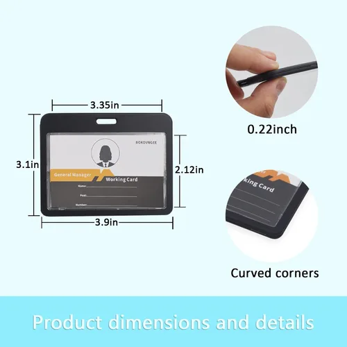 Vista 2 de Paquete de 3 soportes horizontales para tarjetas de identificación transparentes de doble cara, impermeable, resistente, para tarjetas