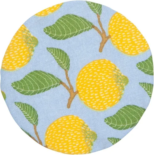 Vista 2 de Now Designs Lemons Save It - Juego de 3 fundas reutilizables de algodón para tazones y tarros de 3.5 pulgadas, 4.5 pulgadas y 6.5 pulgadas