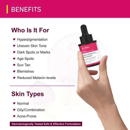 Vista 6 de Suero alfa arbutina al 2%. para pigmentación y eliminación de manchas oscuras Suero facial antipigmentación. con ácido hialurónico para eliminar
