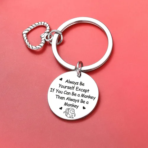 Vista 2 de ZQEOU Llavero para amante de los monos, anillo de mono, regalo para hija, regalo de mejor amiga, regalo de primo, llavero de cumpleaños