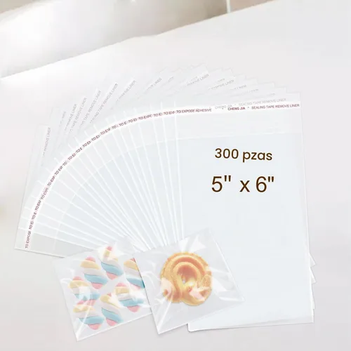 Vista 9 de 300 bolsas de celofán transparentes autosellantes – Bolsas de galletas, dulces y pan (5 x 6 pulgadas)