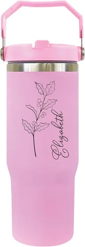 Vista 3 de Botella de gimnasio personalizada con asa Botella de agua de acero inoxidable de 30 onzas AISLADO DE DOBLE PARED Botella de agua escolar