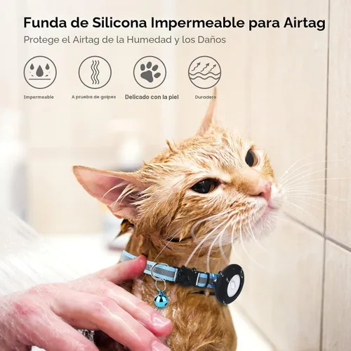 Vista 5 de SimpleThings Air-tag - Soporte para collar de gato, funda protectora de silicona para mascotas para Air-tag, paquete de 2 fundas impermeables