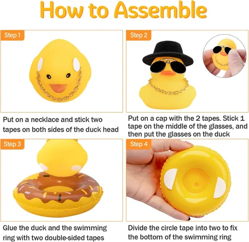 Vista 4 de wonuu 2 adornos de pato para salpicadero de automóvil, adornos de goma para decoración de tablero de automóvil, accesorios de decoración con mini