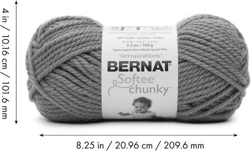 Vista 9 de Ovillo sólido Bernat Softee Chunky, Acrílico, Rojo Berry, Paquete de 1