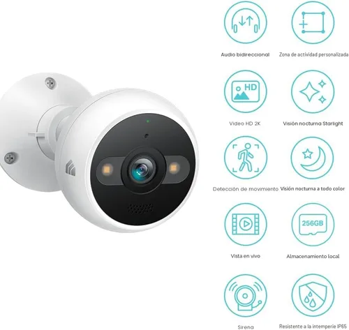 Vista 2 de Kasa Smart - Cámara de seguridad 2K QHD para exteriores con cable, IP65, sensor Starlight y visión nocturna de 30 m, detección
