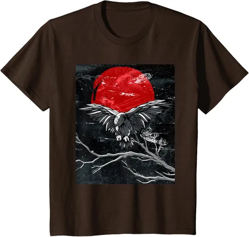 Vista 33 de Red Moon Raven - Camiseta japonesa de cuervo negro, Negro, S
