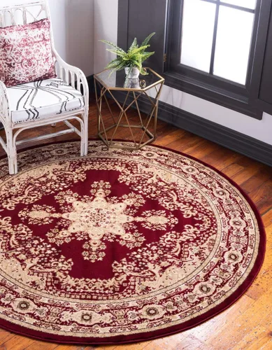 Vista 11 de Unique Loom - Alfombra clásica tradicional, colección Versalles, Polipropileno, Rojo/Borgoña