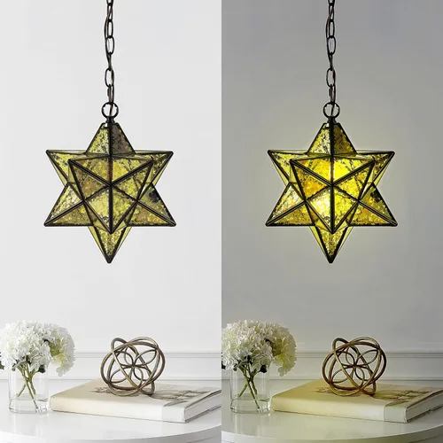 Vista 5 de JONATHAN Y JYL9072D Stella - Colgante LED de metal con estrella morava de 12 pulgadas, para dormitorio, sala de estar, cocina, oficina, bronce