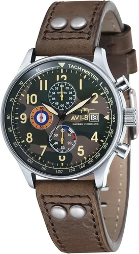Vista 27 de Reloj analógico AV-4011 Hawker Hurricane, con mecanismo de cuarzo japonés, con correa de piel, de AVI-8