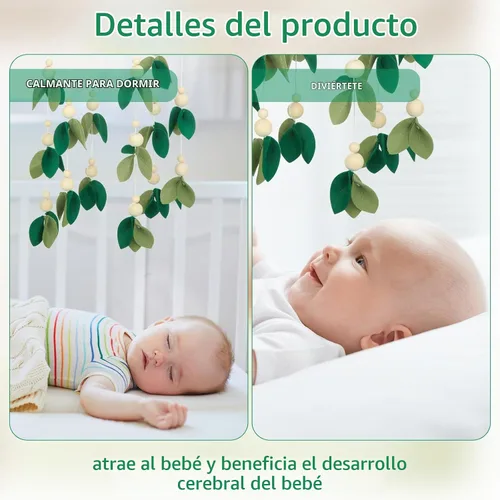 Vista 3 de Wenqik Woodland Leaf Bassinet Crib Mobile for Nursery