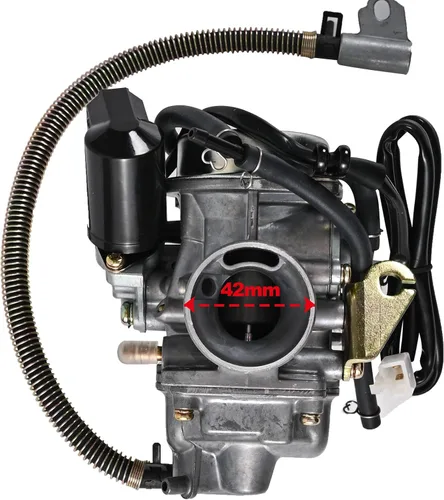 Vista 2 de GY6 Carburador de 125 cc/150 cc para motores de 4 tiempos, choke eléctrico, scooter ATV Go Kart 152QMI 157QMJ con colector de admisión de filtro