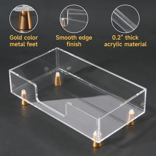 Vista 4 de LUVCOSY - Servilletero acrílico con pies, toallero acrílico para invitados, bandeja de almacenamiento de toallas de mano transparente, diseño único