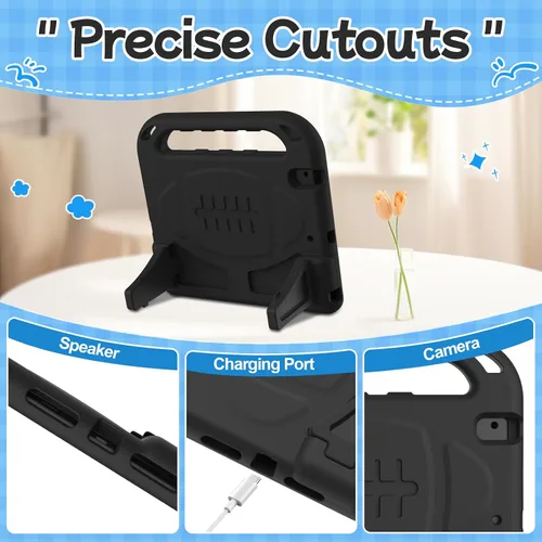 Vista 6 de BMOUO Funda para niños para iPad 9.7 2018/2017/iPad Air 2/1/Pro 9.7 - Protector de pantalla integrado con mango a prueba de golpes, funda