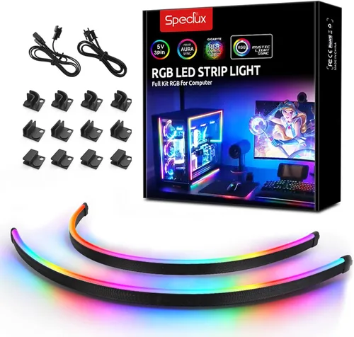 Vista 8 de Tira LED magnética NEON direccionable RGB para PC, tira ARGB de silicona difusa flexible de 4 x 13.7 pulgadas para cabezal LED de 5 V y 3 pines