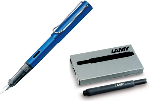 Vista 2 de Lamy AL-Star - Pluma estilográfica (M) y 5 cartuchos de tinta negra (negro morado)