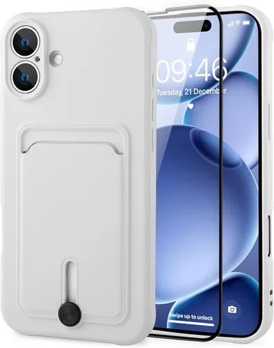 Vista 33 de MZELQ Cartera de TPU Compatible con Funda iPhone 12, Portarjetas Protección de Cámara Cubierta + Protector de Pantalla, Ranura Empujable para Niñas