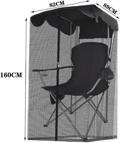 Vista 2 de Pop-Up Camping Chair Shade Canopy with Fine Mesh, Waterproof UV Protection Sun Cover for Camping, Fishing, Garden, Patio, Beach, Chair Poles Not