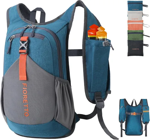 Vista 17 de FIORETTO Mochila de 15L para senderismo para mujeres y hombres, mochila mini plegable, mochila ligera pequeña para acampar, viajar, actividades al