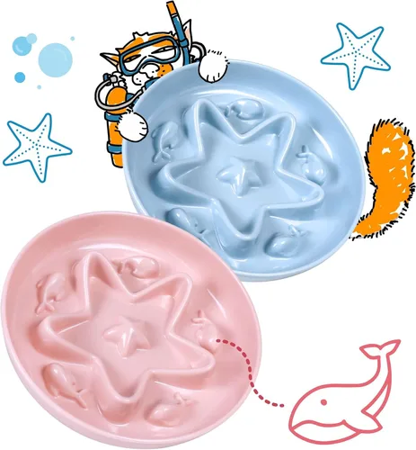 Vista 13 de Cuenco de alimentación lenta para gatos, de melamina, apto para bigotes, para comer lentamente, alimentos húmedos y secos, apto para lavavajillas