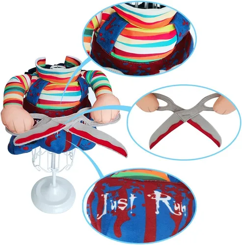Vista 4 de NACOCO Disfraz de muñeca de Halloween para perro, estilo tijera, disfraz de mascota, Navidad, cosplay, muñeca ajustable, divertida ropa especial