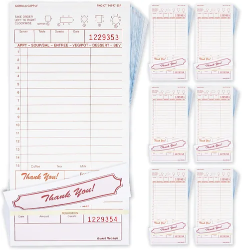 Vista 8 de [1000] Gorilla Supply - Mini libro de cheques de invitados de 3.4 x 5.04 pulgadas, bloc de notas de servidor para camarero y camarera, cheques