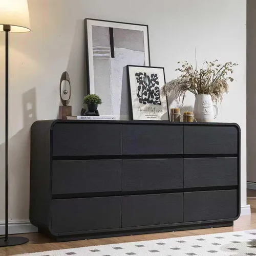 Vista 9 de Standifurno Cómoda de 29.5'' de Ancho para Clóset, Cajones Negros con Diseño Curvo, Cajonera con 5 Cajones, Cajón Vertical con Amplio