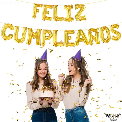 Vista 3 de KatchOn Cartel de globos dorados de cumpleaños – Decoración española de cumpleaños de 16 pulgadas