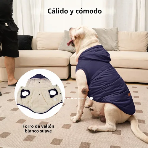 Vista 2 de vecomfy - Sudadera con capucha para perro, forro polar y algodón, extra cálida, para invierno, chaqueta para perro pequeño, abrigos con capucha