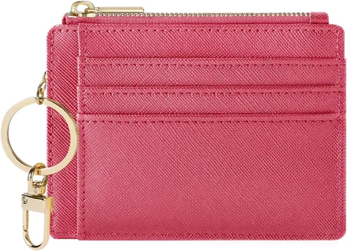 Vista 18 de Sodsay Estuche para tarjetas, cartera delgada con bolsillo frontal, para mujer, sujetatarjetas con llavero Slim, Front Pocket, Credit Card Holder