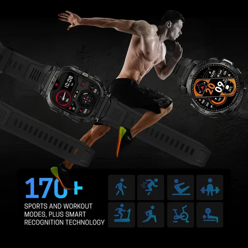Vista 7 de CARBINOX Blaze Reloj Inteligente con GPS – Rastreadores de Fitness Resistentes, Resistente al Agua IP69K, 170+ Modos Deportivos, Gorilla Glass