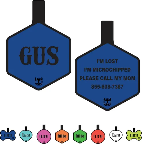 Vista 5 de Etiqueta de gato silenciosa de silicona personalizada con 5 líneas de grabado profundo personalizado duradero, etiqueta de identificación de mascota